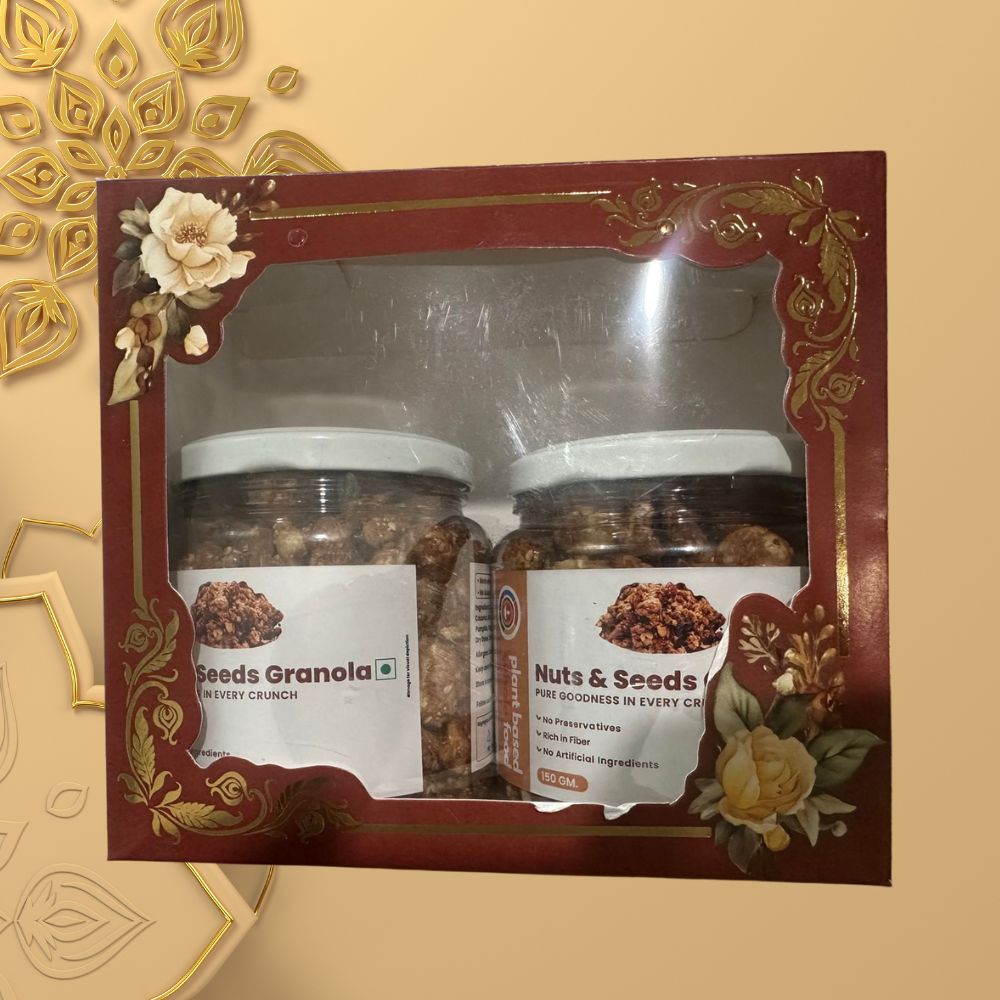 Gift Box : Nut & Seed Granola 2 Jars Pack 300g + 1 Decorative Diya ...